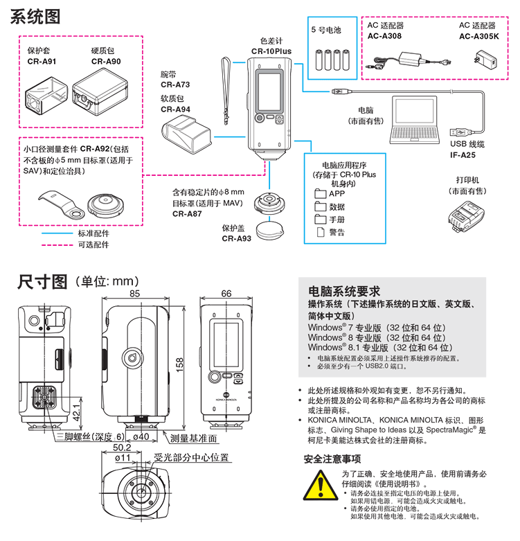 柯尼卡美能達 CR-10 Plus 小型色差計系統(tǒng)圖